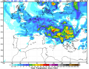 Precipitazioni previste per Martedì prossimo secondo il modello GFS del Lamma